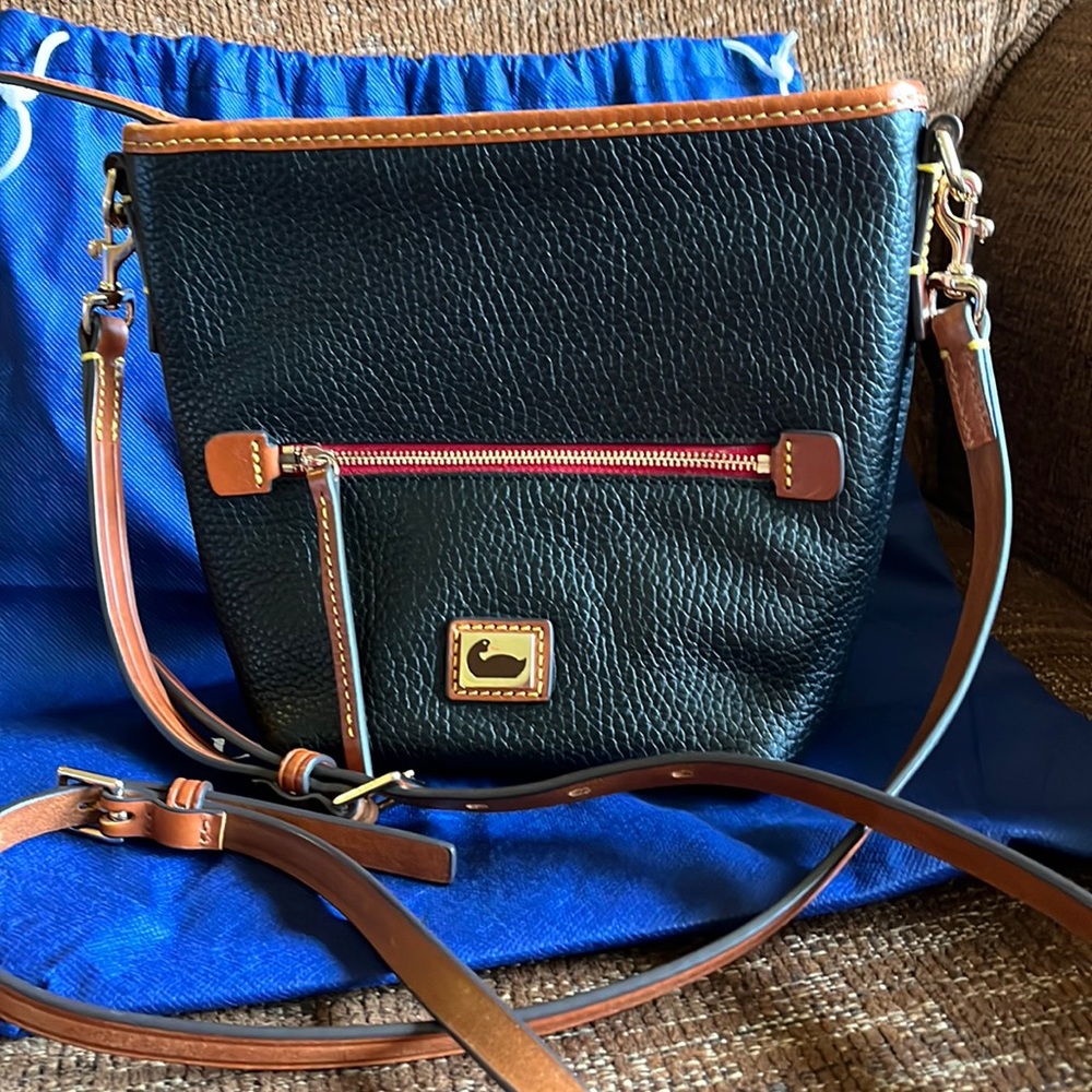 EUC Black Dooney and Bourke pebbled leather Camden mini hobo crossbody.